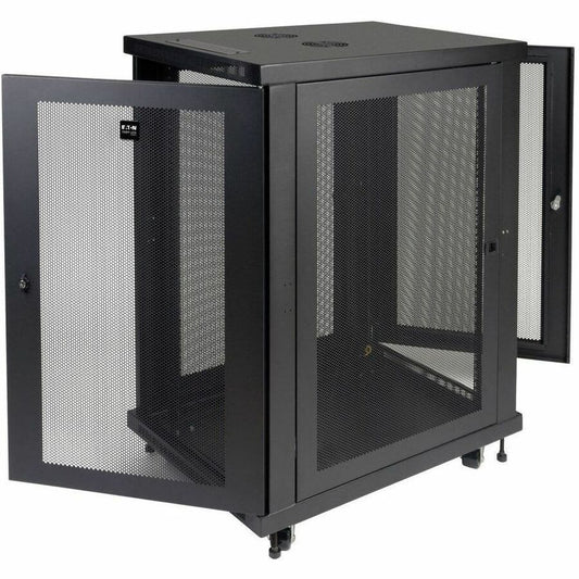 Eaton Tripp Lite Series SR18UB 18U Mid-Depth Rack Enclosure Cabinet with Casters and Locking Doors