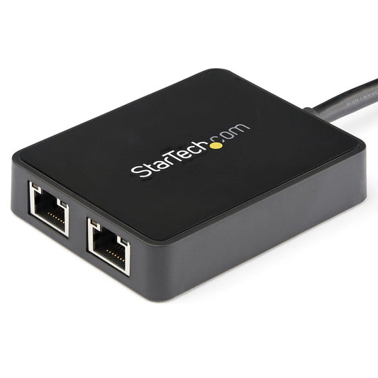 StarTech.com USB 3.0 Dual Port Gigabit Ethernet Adapter Model USB32000SPT with USB Pass-Through