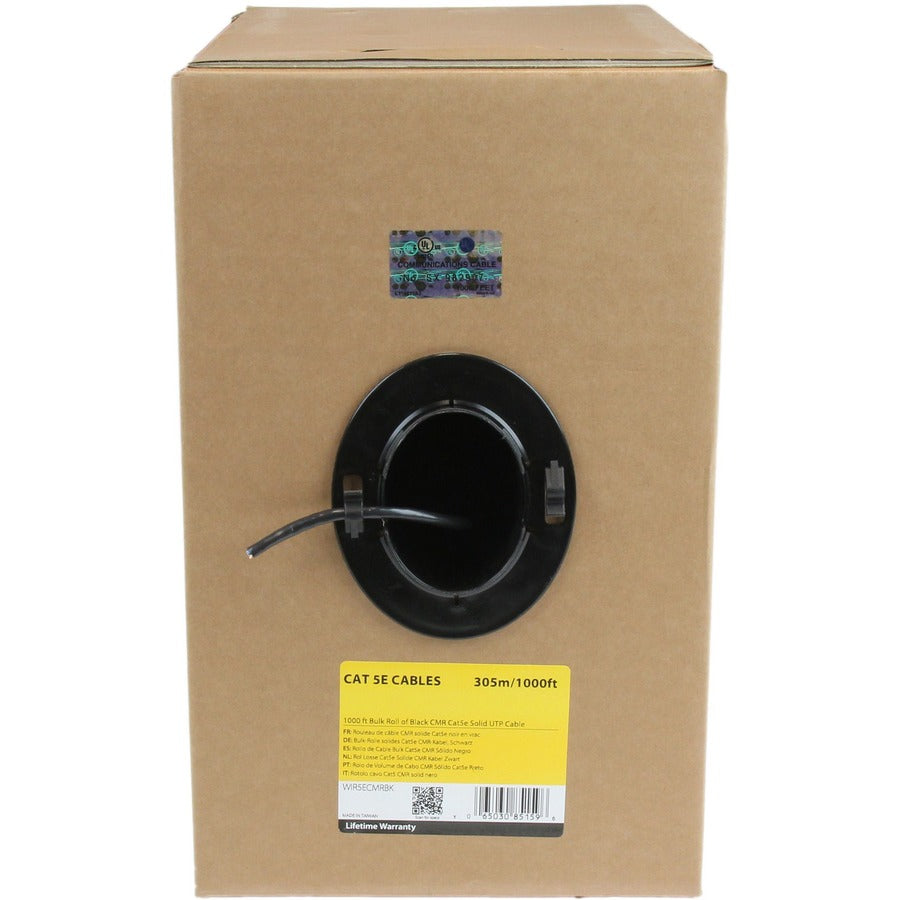 StarTech.com 1000 ft Black Cat5e Riser Ethernet Cable - Solid UTP with Lifetime Warranty