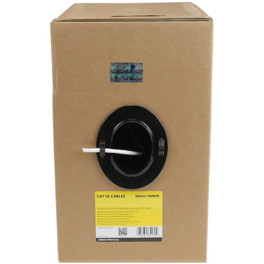 StarTech.com 1000 ft Cat5e Riser Bulk Ethernet Cable - White, CMR Rated, 24 AWG, TAA Compliant