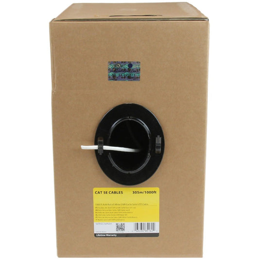 StarTech.com 1000 ft Cat5e Riser Bulk Ethernet Cable - White, CMR Rated, 24 AWG, TAA Compliant