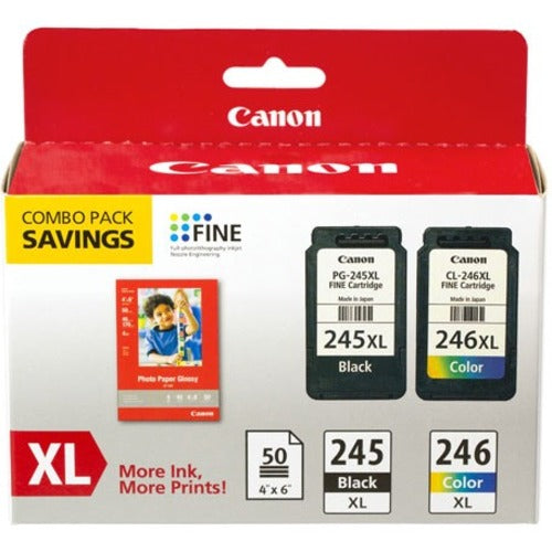 Canon PG-245XL/CL-246XL Original Ink Cartridge and Paper Kit for PIXMA MG2420 & MG2520