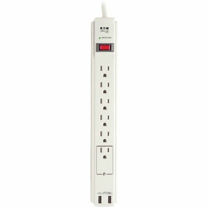 Eaton Tripp Lite Series Protect It! 6-Outlet Surge Protector with Dual USB Charging, 6 ft Cord, 990 Joules - Gray Housing