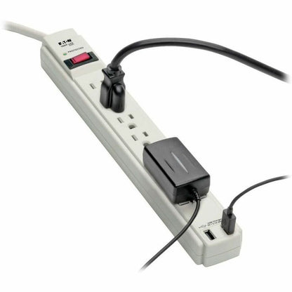 Eaton Tripp Lite Series Protect It! 6-Outlet Surge Protector with Dual USB Charging, 6 ft Cord, 990 Joules - Gray Housing