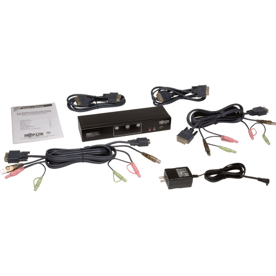 Eaton Tripp Lite Series 2-Port Dual Monitor DVI KVM Switch with Audio and USB 2.0 Hub