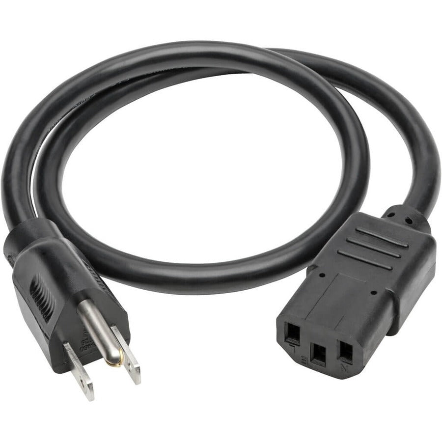 Eaton Tripp Lite Series 2 ft. AC Power Cord NEMA 5-15P to IEC-320-C13 for Desktop Computers and Monitors