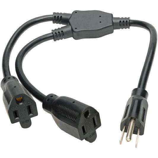 Eaton Tripp Lite Series 18-inch Power Splitter Cord NEMA 5-15P to 2 NEMA 5-15R