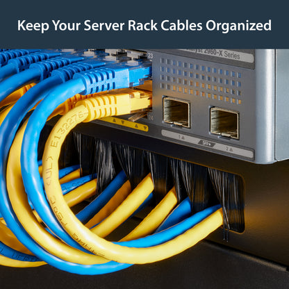 StarTech.com 1U Brush Strip Horizontal Server Rack Cable Management Panel - Steel with High-Density Nylon Bristles