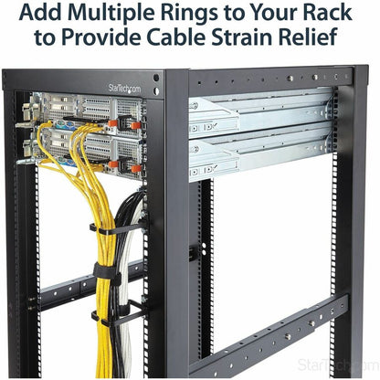 StarTech.com 1U Vertical Server Rack Cable Management D-Ring Hook - 2.2 x 3.9 inches, Steel, Black