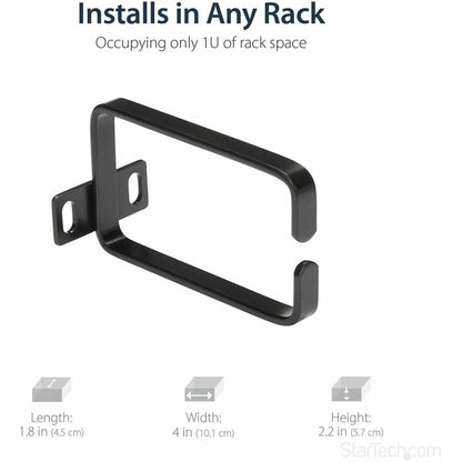 StarTech.com 1U Vertical Server Rack Cable Management D-Ring Hook - 2.2 x 3.9 inches, Steel, Black