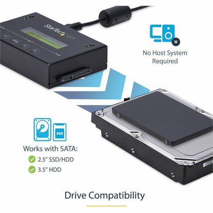 StarTech.com SATDUP11 Standalone 2.5/3.5 inch SATA Hard Drive Duplicator and Eraser