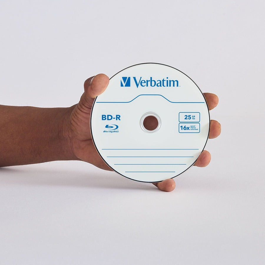 Verbatim BD-R 25GB 16X with Branded Surface – 50 Disc Spindle for HD Video and Audio Backup