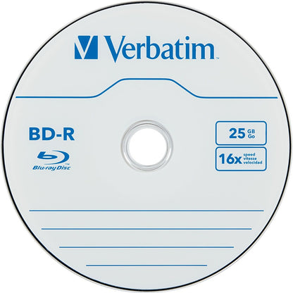Verbatim BD-R 25GB 16X with Branded Surface – 50 Disc Spindle for HD Video and Audio Backup