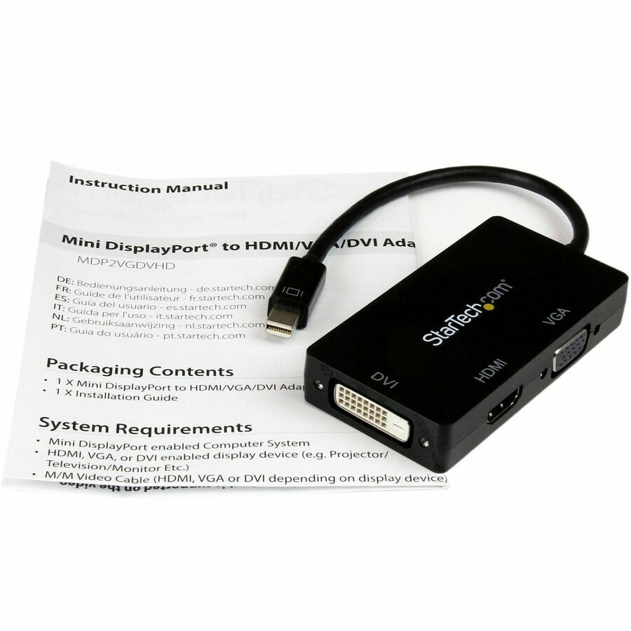 StarTech.com Mini DisplayPort Adapter - 3-in-1 Mini DP to HDMI, VGA, DVI Converter for Surface Pro Devices