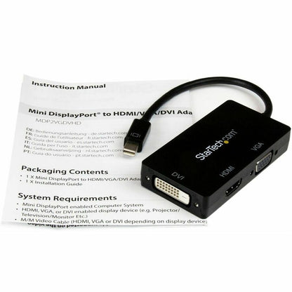 StarTech.com Mini DisplayPort Adapter - 3-in-1 Mini DP to HDMI, VGA, DVI Converter for Surface Pro Devices