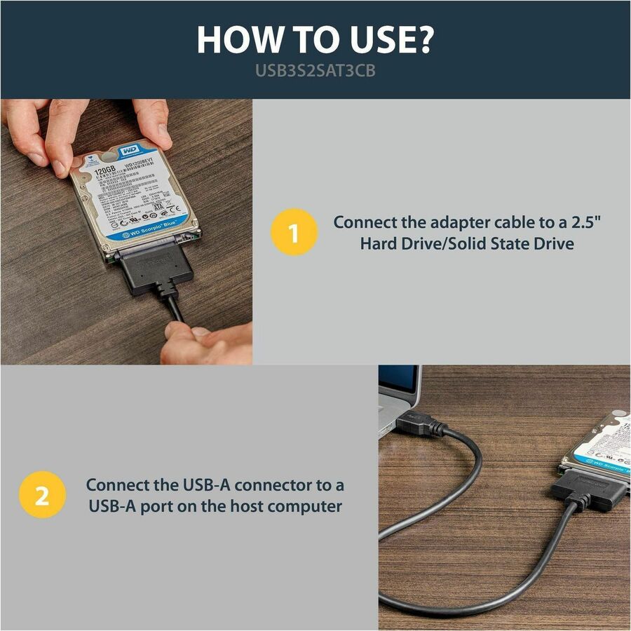 StarTech.com USB 3.0 to 2.5-inch SATA III Hard Drive Adapter Cable with UASP Support