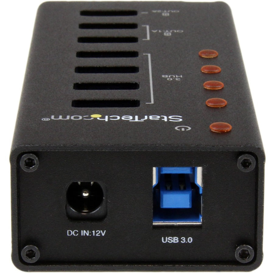 StarTech.com ST4300U3C3 USB 3.0 Hub with 3 Dedicated Charging Ports - 7 Ports, Wall Mountable, Black