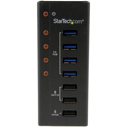 StarTech.com ST4300U3C3 USB 3.0 Hub with 3 Dedicated Charging Ports - 7 Ports, Wall Mountable, Black