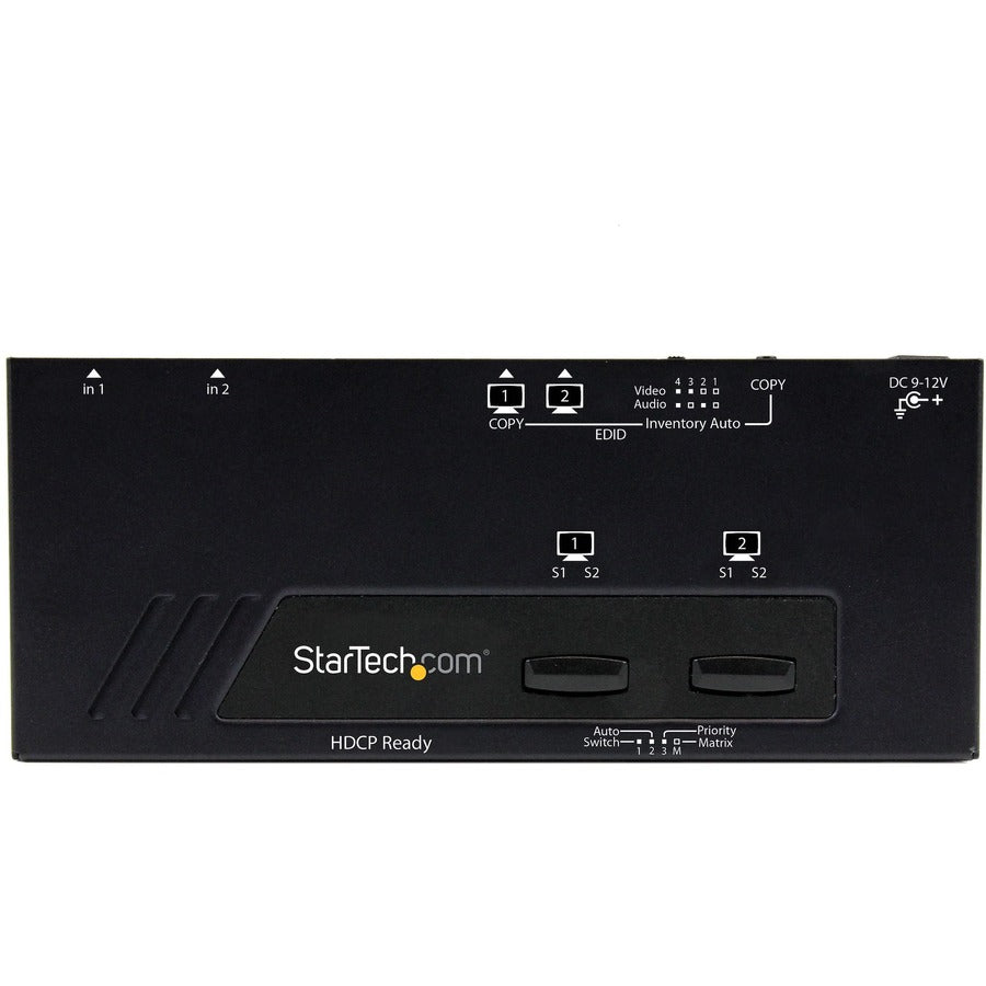 StarTech.com VS222HDQ 2x2 HDMI Matrix Switch with Auto & Priority Switching – Supports 1080p