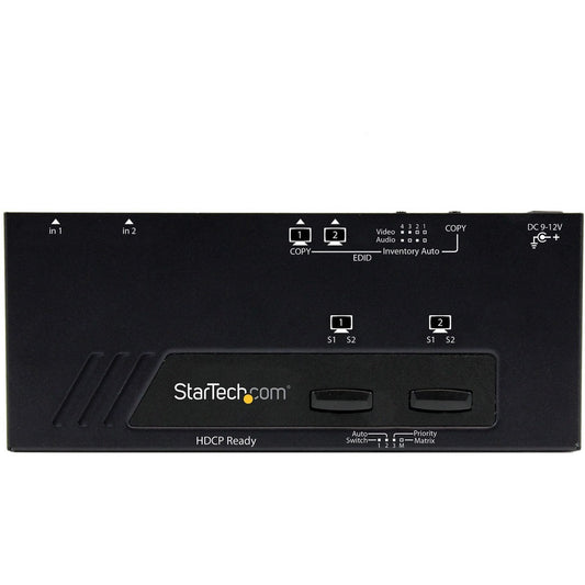 StarTech.com VS222HDQ 2x2 HDMI Matrix Switch with Auto & Priority Switching – Supports 1080p