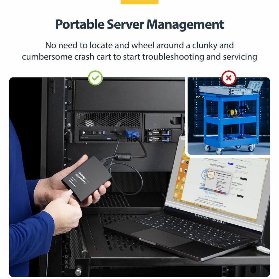 StarTech.com USB Crash Cart Adapter with File Transfer and Video Capture – TAA Compliant, Portable KVM Console for BIOS-Level Control