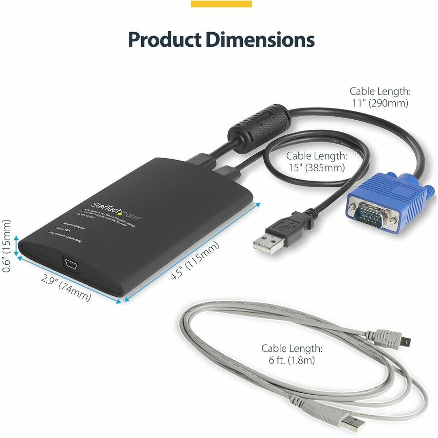 StarTech.com USB Crash Cart Adapter with File Transfer and Video Capture – TAA Compliant, Portable KVM Console for BIOS-Level Control