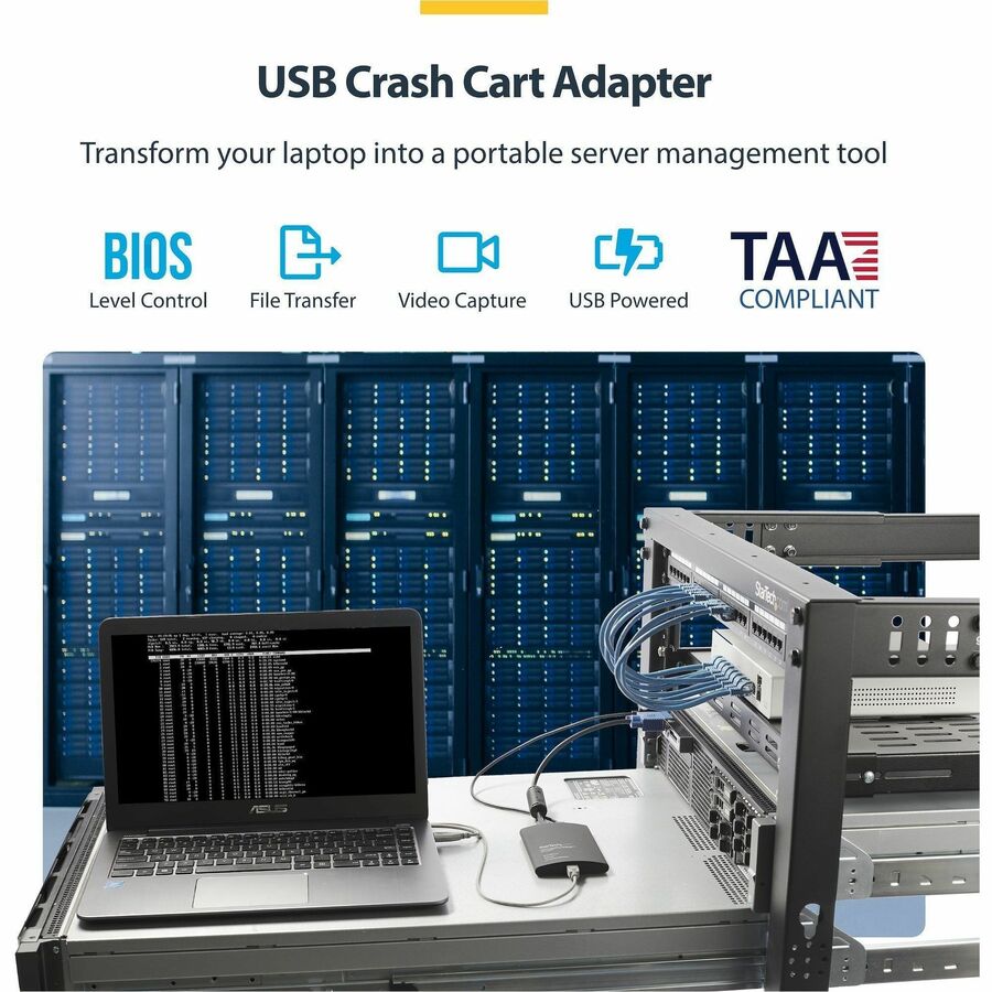 StarTech.com USB Crash Cart Adapter with File Transfer and Video Capture – TAA Compliant, Portable KVM Console for BIOS-Level Control