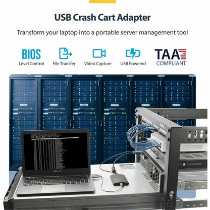 StarTech.com USB Crash Cart Adapter with File Transfer and Video Capture – TAA Compliant, Portable KVM Console for BIOS-Level Control