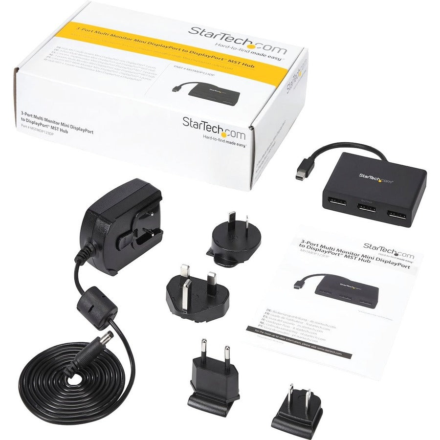 StarTech.com Mini DisplayPort to Triple DisplayPort MST Hub - 3-Port Multi-Monitor Adapter for Windows
