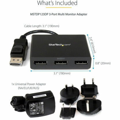 StarTech.com MST Hub - DisplayPort to 3x DisplayPort Multi-Monitor Adapter for Windows