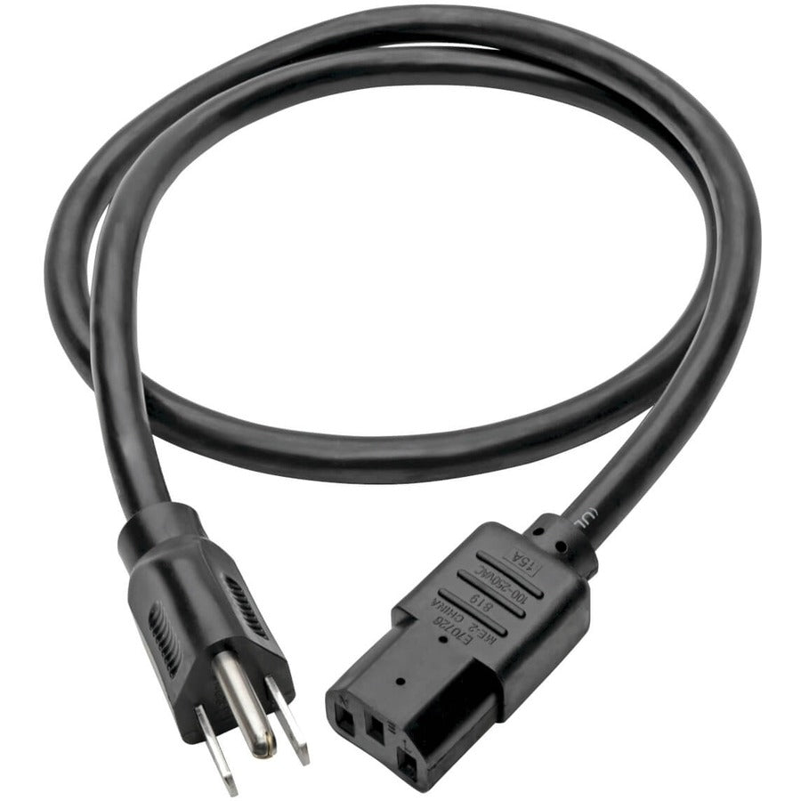 Eaton Tripp Lite Series Heavy-Duty Power Cord, NEMA 5-15P to IEC 320 C13, 3 ft., 14 AWG, 15A, 125V - Black