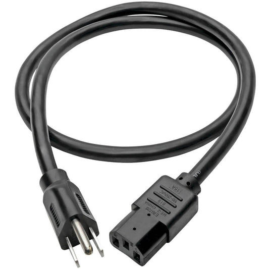 Eaton Tripp Lite Series Heavy-Duty Power Cord, NEMA 5-15P to IEC 320 C13, 3 ft., 14 AWG, 15A, 125V - Black