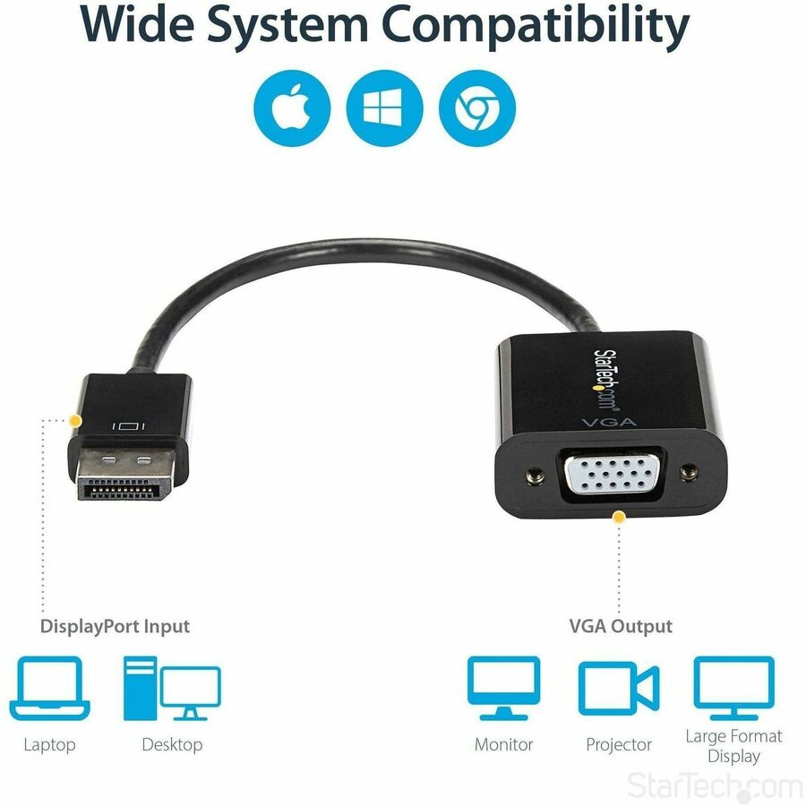 StarTech.com DisplayPort to VGA Adapter - Active DP to VGA Converter for 1080p Video, DP 1.2
