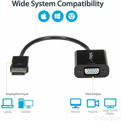 StarTech.com DisplayPort to VGA Adapter - Active DP to VGA Converter for 1080p Video, DP 1.2