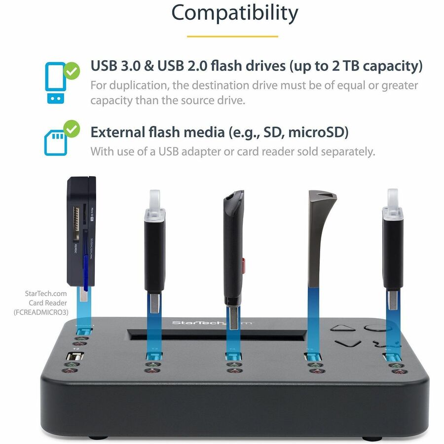 StarTech.com USBDUP15 Standalone 1:5 USB Flash Drive Duplicator and Eraser