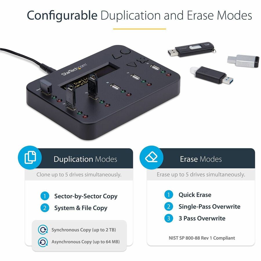 StarTech.com USBDUP15 Standalone 1:5 USB Flash Drive Duplicator and Eraser