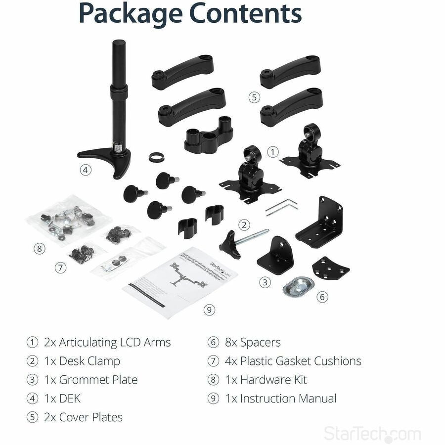 StarTech.com ARMDUAL Desk Mount Dual Monitor Arm with Height Adjustment and Flexible Motion for 12 to 24-Inch VESA Displays
