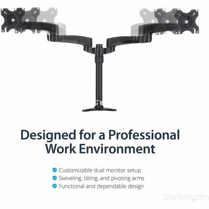StarTech.com ARMDUAL Desk Mount Dual Monitor Arm with Height Adjustment and Flexible Motion for 12 to 24-Inch VESA Displays