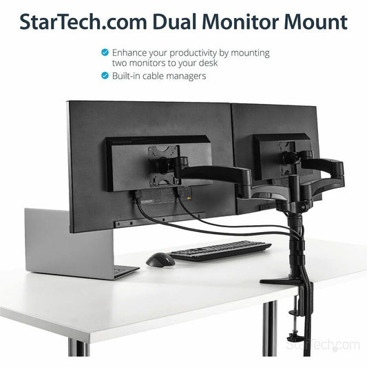StarTech.com ARMDUAL Desk Mount Dual Monitor Arm with Height Adjustment and Flexible Motion for 12 to 24-Inch VESA Displays