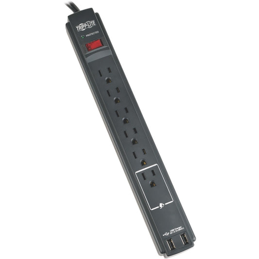 Eaton Tripp Lite Protect It! TLP606USBBTAA Surge Protector with 6 Outlets and Dual USB Charging Ports