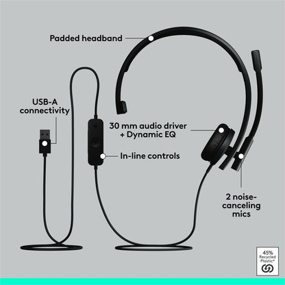 Logitech H570e USB Mono Headset for Business Communication