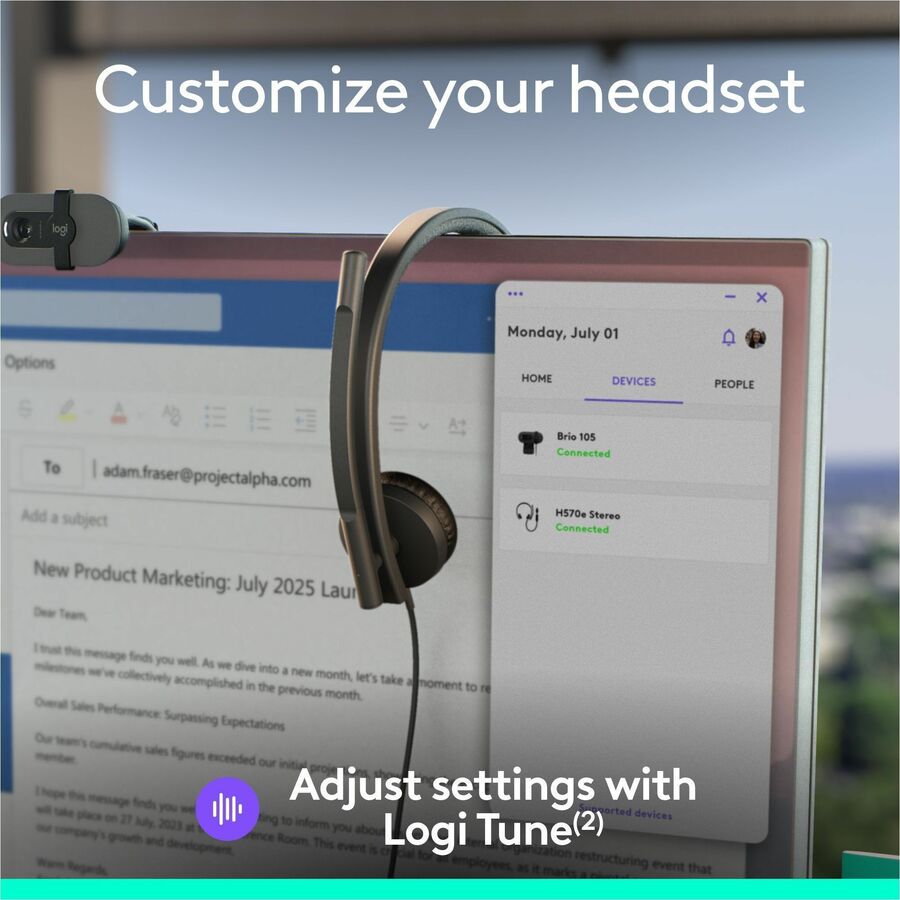 Logitech H570e USB Stereo Headset with Noise Cancelling Microphone and Comfort Fit