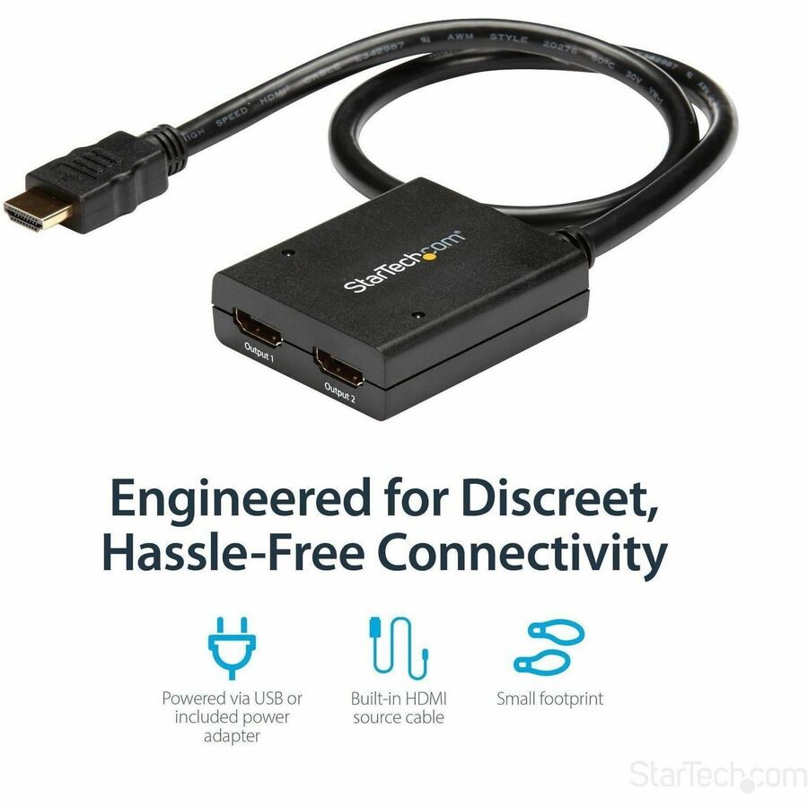 StarTech.com ST122HD4KU 2-Port HDMI Splitter with 4K Support and USB Power