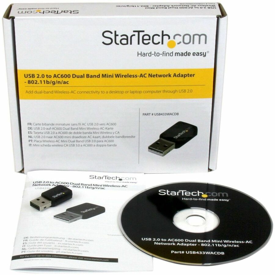 StarTech.com USB 2.0 AC600 Dual Band Wireless-AC Network Adapter - Part Number USB433WACDB