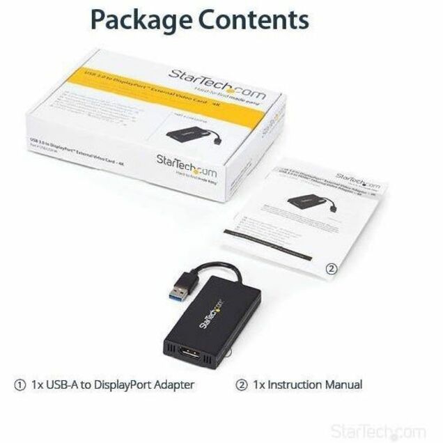 StarTech.com USB 3.0 to DisplayPort Adapter – 4K 30Hz UHD External Video/Graphics Card for Windows & Mac