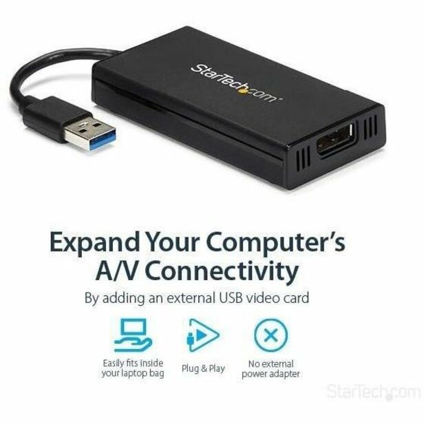 StarTech.com USB 3.0 to DisplayPort Adapter – 4K 30Hz UHD External Video/Graphics Card for Windows & Mac