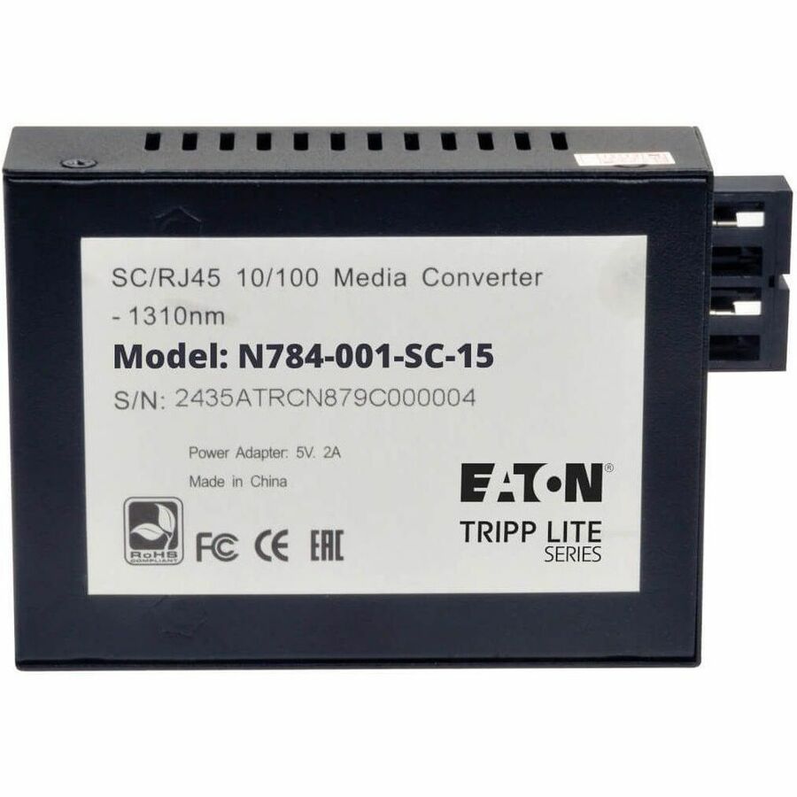 Eaton Tripp Lite Series 10/100 SC Singlemode Fiber to Ethernet Media Converter, 15 km, 1310 nm