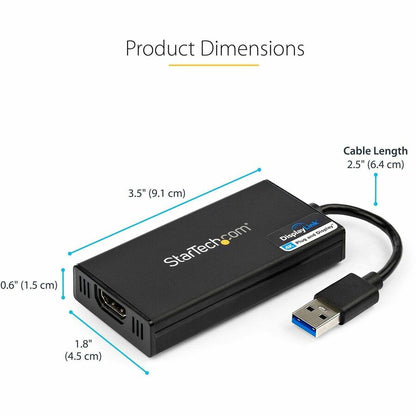 StarTech.com USB 3.0 to HDMI Adapter, 4K UHD, External Video Card for Windows & Mac