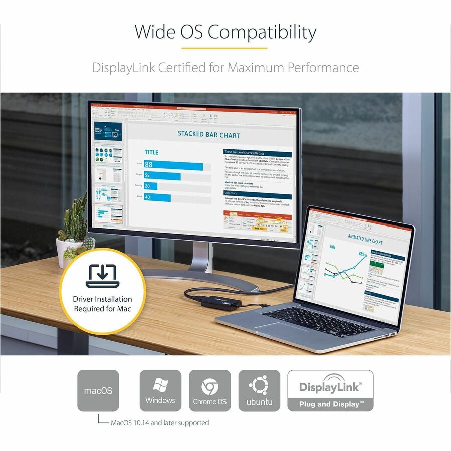 StarTech.com USB 3.0 to HDMI Adapter, 4K UHD, External Video Card for Windows & Mac