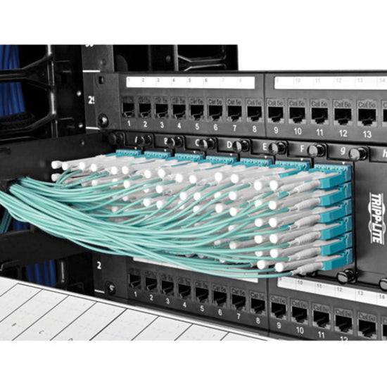 Eaton Tripp Lite Series 2M MTP/MPO to 8 x LC Fan-out Fiber Optic Cable - 40GbE OM3 Plenum Rated, Aqua